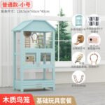 Parrot Cage Solid Wood Large Extra Large Peony Tiger Skin Myna Bird Cage Black Phoenix Bird Cage Luxury Villa Wholesale - Image 18