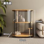 Small Cylindrical Cat Villa 360 Panoramic Four-Story Mobile Cat House Cat House Cat House Solid Wood Cat Cage - Image 7