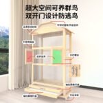 Parrot Cage Solid Wood Large Extra Large Peony Tiger Skin Myna Bird Cage Black Phoenix Bird Cage Luxury Villa Wholesale - Image 2