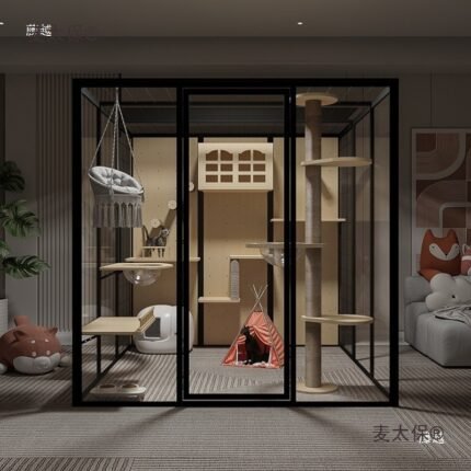 Cat Cage Glass Cat Villa Cat Room Cattery Large Panoramic Luxury Cat Cage Cat House Pet Metabo