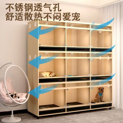 Dog Cage Stainless Steel Display Cabinet Cat Cage Fostering And Breeding Solid Wood Cat Villa Cat And Dog Integrated Cage For Pet Shop