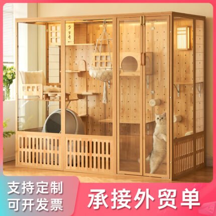 Cat Villa Cat Cage Home Panoramic Extra Large Space Cat House Luxury Indoor Large Cat Villa Glass Cat House