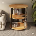 Small Cylindrical Cat Villa 360 Panoramic Four-Story Mobile Cat House Cat House Cat House Solid Wood Cat Cage - Image 5